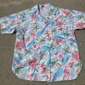 Vintage 1970s 1980s Adidas Hawaiian button up shirt
